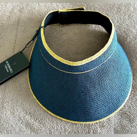 Le Lis Blanc Deux Accessories - Women's Sun Visor Hats Wide Brim Straw Beach Hat Ponytail Hats Foldable Floppy